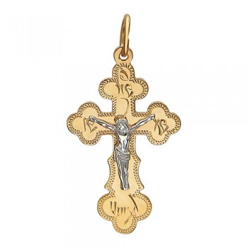 Крестик православный из бело-красного золота 01Р760628