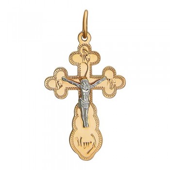 Крестик православный из бело-красного золота 01Р760634