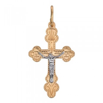 Крестик православный из бело-красного золота 01Р060529