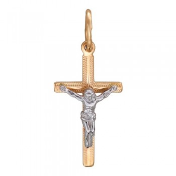Крестик православный из бело-красного золота 01Р060592