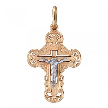 Крестик православный из бело-красного золота 01Р060772