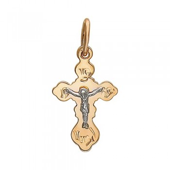 Крестик православный из бело-красного золота 01Р760640