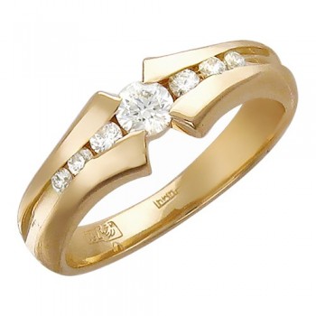 Кольцо с бриллиантом из красного золота 01К615533