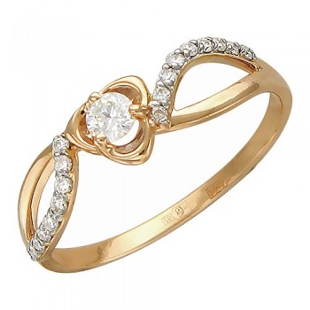 Кольцо с бриллиантом из красного золота 01К616859