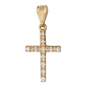Крестик православный с бриллиантом из красного золота 585 пробы