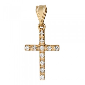 Крестик православный с бриллиантом из красного золота 01Р610447