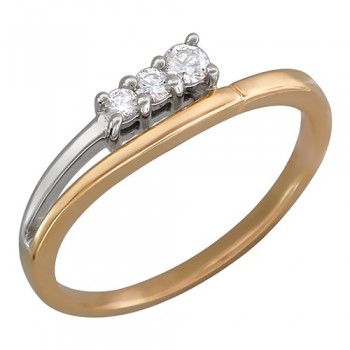 Кольцо с бриллиантом из бело-красного золота 01К662079