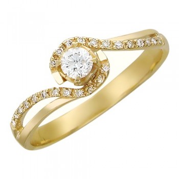 Кольцо с бриллиантом из желтого золота 01К635752