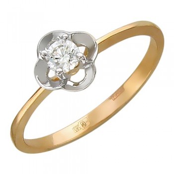 Кольцо с бриллиантом из красного золота 01К616781