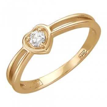 Кольцо с бриллиантом из красного золота 01К616808