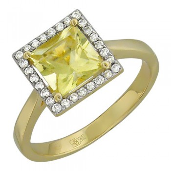 Кольцо с бриллиантом из желтого золота 01К637532