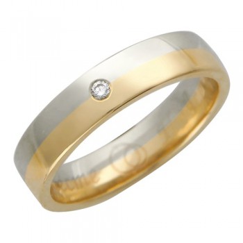 Обручальное кольцо с бриллиантом из бело-красного золота 01О660157