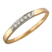 Обручальное кольцо с бриллиантом из бело-красного золота 585 пробы
