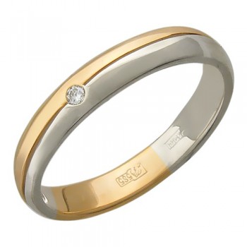 Обручальное кольцо с бриллиантом из бело-красного золота 01О660056
