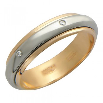 Обручальное кольцо с бриллиантом из бело-красного золота 01О660023