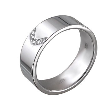 Обручальное кольцо с бриллиантом из белого золота 01О620067