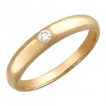 Обручальное кольцо с бриллиантом из красного золота 01О610044