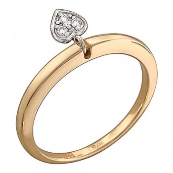 Кольцо с бриллиантом из бело-красного золота 01К667587