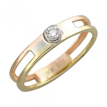 Кольцо с бриллиантом из бело-красного золота 01К667439