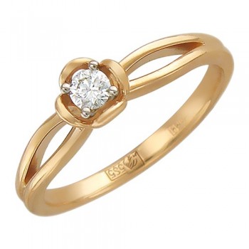 Кольцо с бриллиантом из бело-красного золота 01К666806