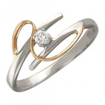 Кольцо с бриллиантом из бело-красного золота 01К663215