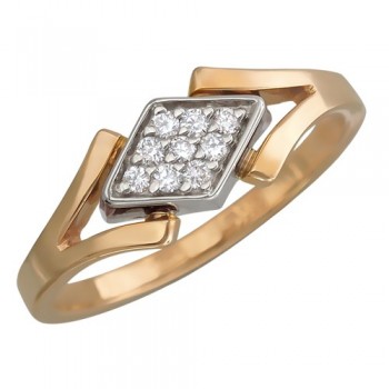 Кольцо с бриллиантом из бело-красного золота 01К661996