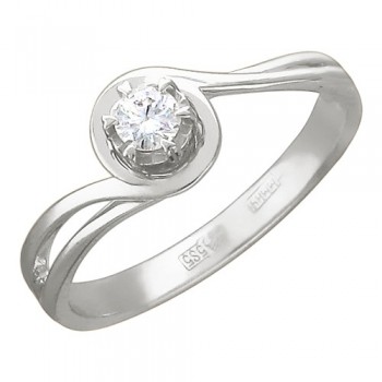 Кольцо с бриллиантом из белого золота 01К625761