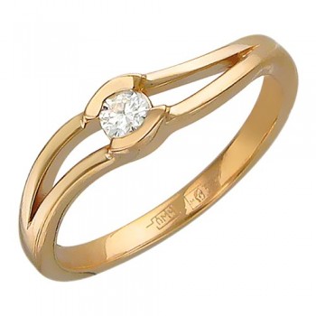 Кольцо с бриллиантом из красного золота 01К616736