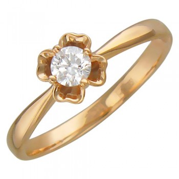 Кольцо с бриллиантом из красного золота 01К616721