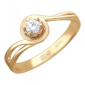 Кольцо с бриллиантом из красного золота 01К615761
