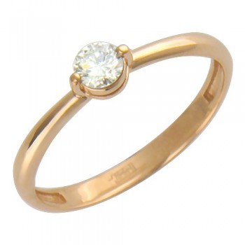 Кольцо с бриллиантом из красного золота 01К614699