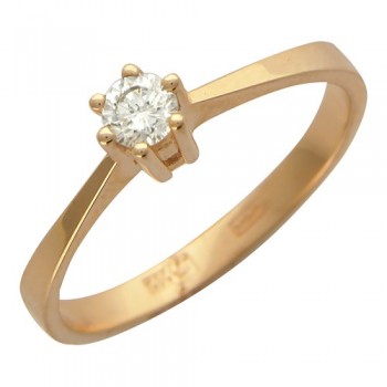 Кольцо с бриллиантом из красного золота 01К613071