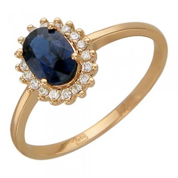 Кольцо с бриллиантом из красного золота 01К616902