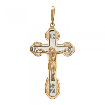 Крестик православный из бело-красного золота 01Р060688