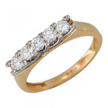 Кольцо с бриллиантом из бело-красного золота 01К663068