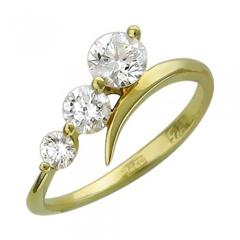 Кольцо с бриллиантом из желтого золота 01К642933