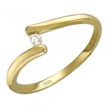 Кольцо с бриллиантом из желтого золота 01К636864