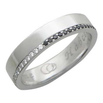 Обручальное кольцо с бриллиантом из белого золота 01О620132