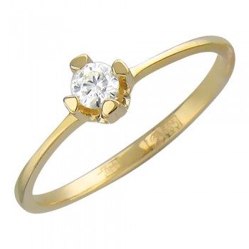 Кольцо с бриллиантом из желтого золота 01К636778