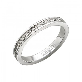 Обручальное кольцо с бриллиантом из белого золота 01О620363