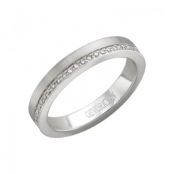Обручальное кольцо с бриллиантом из белого золота 01О620365