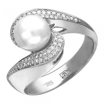 Кольцо с бриллиантом из белого золота 01К626687-1