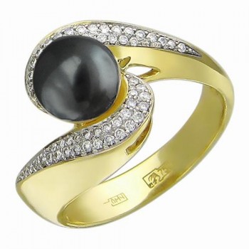 Кольцо с бриллиантом из желтого золота 01К636687-1