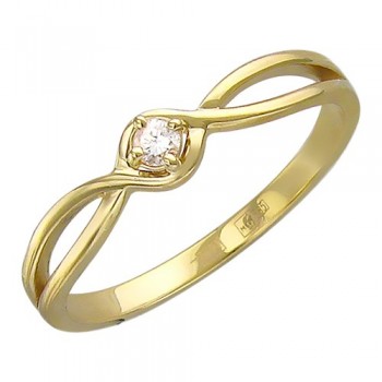 Кольцо с бриллиантом из желтого золота 01К636729