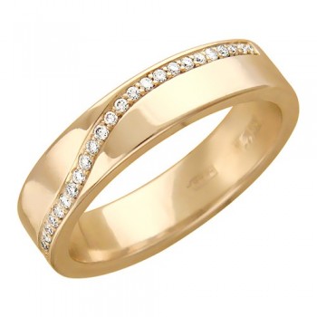 Обручальное кольцо с бриллиантом из красного золота 01О610228