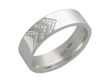 Обручальное кольцо с бриллиантом из белого золота 01О620127