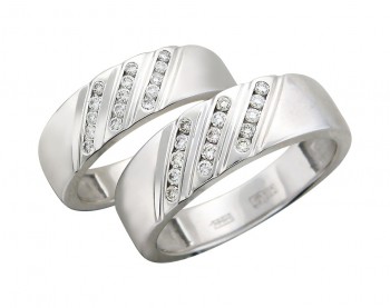 Обручальное кольцо с бриллиантом из белого золота 01О620227