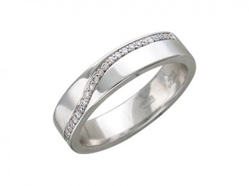 Обручальное кольцо с бриллиантом из белого золота 01О620228