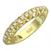 Обручальное кольцо с бриллиантом из желтого золота 750 пробы