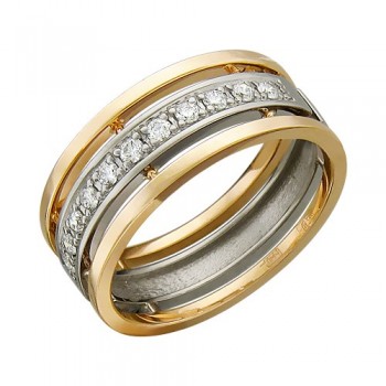 Обручальное кольцо с бриллиантом из бело-красного золота 01О660301